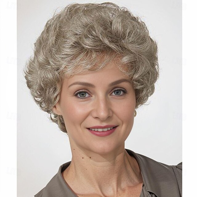 Short Silver Grey Curly Wig for Women – Synthetic Hair, Heat-Resistant for Daily Wear, Cosplay & Party Looks4
