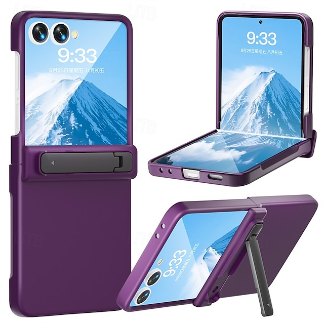  טלפון מגן עבור סמסונג גלקסי Z Flip 7 Z Flip 6 כיסוי אחורי עם מעמד תמיכה בטעינה אלחוטית עמיד בזעזועים PC