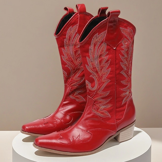  stivali da cowboy rossi da uomo in stile western – stivali da cowboy in pelle ricamati per concerti country, rodei e street style all'avanguardia