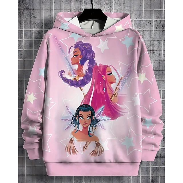  Dívčí mikina s kapucí a kresleným potiskem pro lovce démonů K-pop - pulovr s anime postavičkami a výraznýma očima, měkké, ležérní, zimní, teplé, pohodlné, podzimní &zimní oblečení do školy &schůzky na