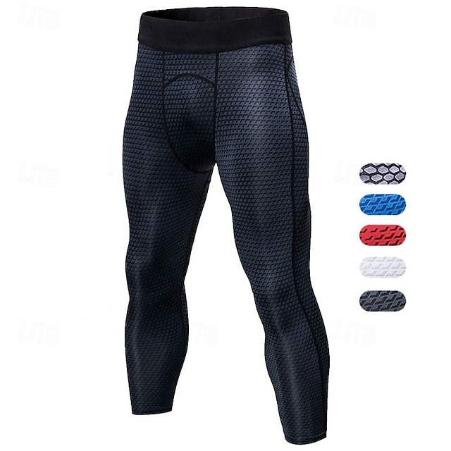  Men's Compression Pants Compression Tights Leggings Sports Baselayer 3D High Waist Bottoms Athleisure Gym Workout Fall Quick Dry Gym Basketball Athletic Regular Fit Sportswear Activewear Solid Colored