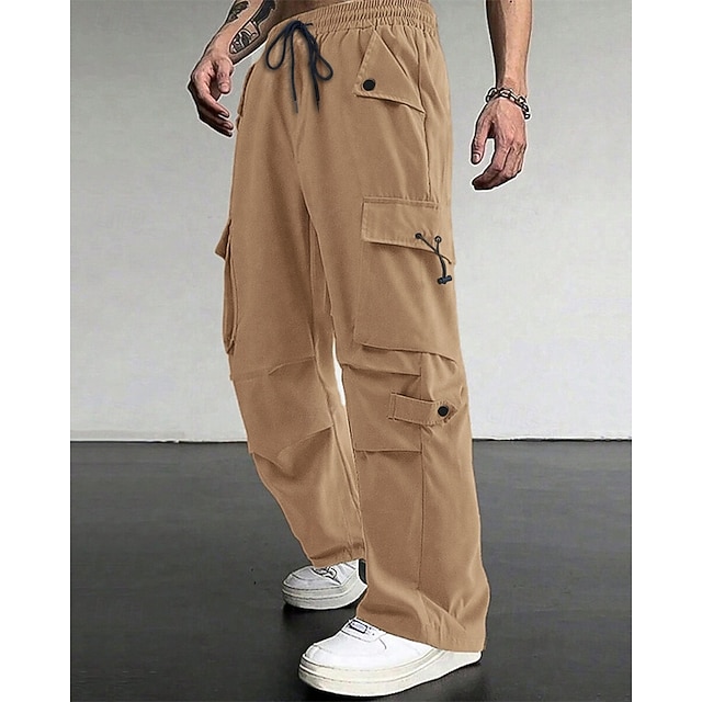  Per uomo Pantaloni Cargo Pantaloni Coulisse Elastico in vita Multi-tasche Semplice Indossabile All'aperto Quotidiano Campeggio & Escursionismo Moda Classico Nero Verde militare