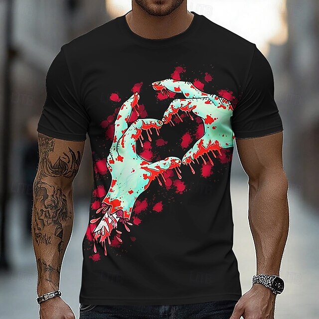 Halloween Men's T Shirt Round Neck Clothing Apparel 3D Print Street Daily Short Sleeve Graphic Fashion Cool Classic Casual4