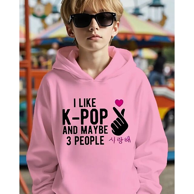  K-pop-huvtröja med grafisk design för pojkar - långärmad, avslappnad tröja med livfullt animetryck för höst/vinter, perfekt för vardagskläder eller speciella tillfällen.