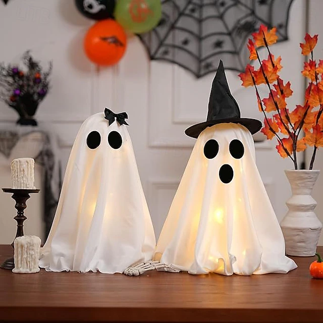 Décoration Halloween Extérieur Interieur,Woukksy,2 PCS Fantômes Suspendre Avec Chapeau De Sorcière,Decoration Fantôme Halloween Avec LED à 8 Décoration Halloween Extérieur Interieur,Woukksy,2 PCS Fantômes Suspendre Avec Chapeau De Sorcière,Decoration Fantôme Halloween Avec LED à 8
