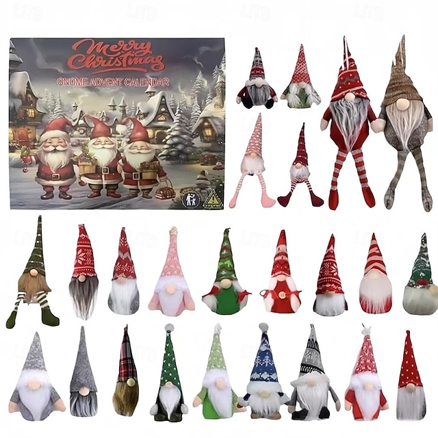  Χριστουγεννιάτικο ημερολόγιο advent gnome 2025, 24 κομμάτια διακοσμητικών στολιδιών gnome, χριστουγεννιάτικο ημερολόγιο advent αντίστροφης μέτρησης για τα Χριστούγεννα, στολίδια νάνων,