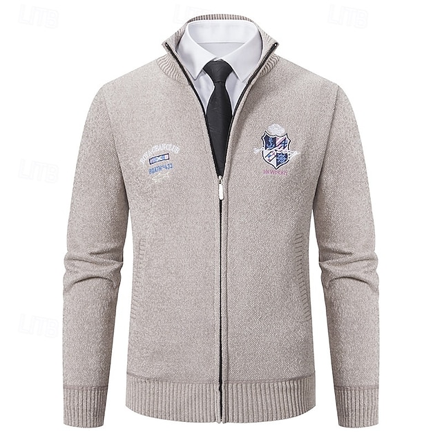  Herren Pullover Kleid Pullover Strickjacke Reißverschluss-Pullover Strickpullover Gerippt Stricken Normale Oberteile Gestrickt Gerippt Einfach Stehkragen Mode Schals Lässig Alltagskleidung Bekleidung