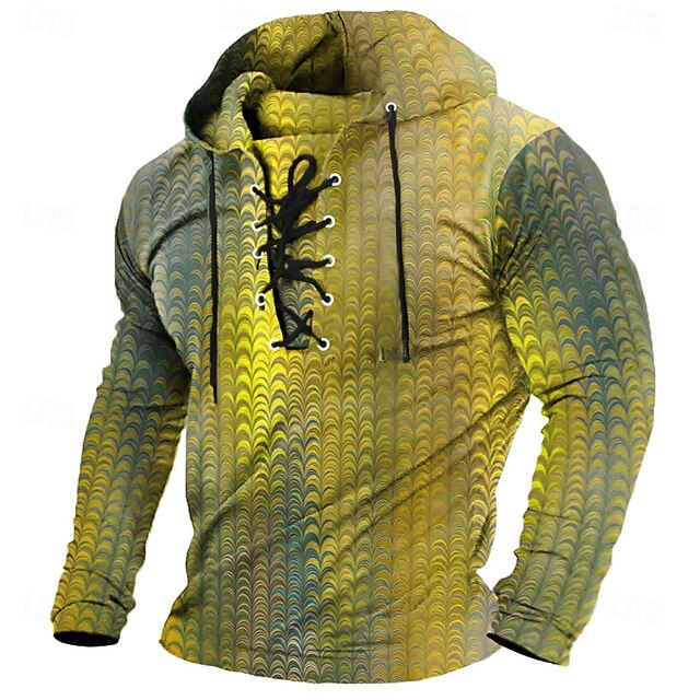 Men's Abstract 3D Stylish Hooded 3D Print Streetwear Yellow Red ...