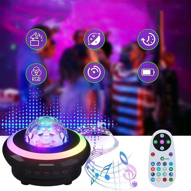  Projetor de céu estrelado com controle remoto, luz noturna com alto-falante Bluetooth, lâmpada Galaxy recarregável USB para decoração de quarto infantil