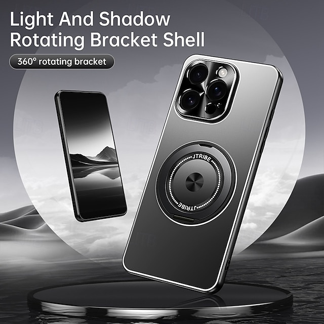  telefono Custodia Per iPhone 17 Pro Max 17 Air 16 Pro Max Plus 15 Pro Max 14 Pro Max Copertura Posteriore con Supporto Magnetico Resistente agli urti Retrò Lega di Alluminio