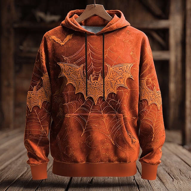  Halloween Pánské 3D Netopýr Mikina Punk Přehnaný Dlouhý rukáv Tričkový Klub Streetwear Fialová Oranžová Šňůrky 3D tisk Podzim Zima Návrhář