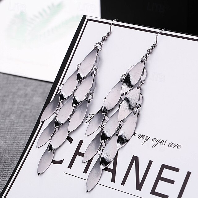 Drop Earrings Classic Leaf Earrings Jewelry Silver / Black / Gold For Wedding Valentine's Day Gift Engagement Festival4