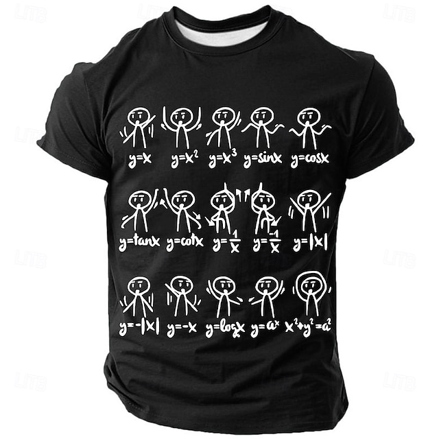  メンズ面白いグラフィックTシャツ数式とスティックフィギュアの数学グラフ | 科学ユーモアアパレル