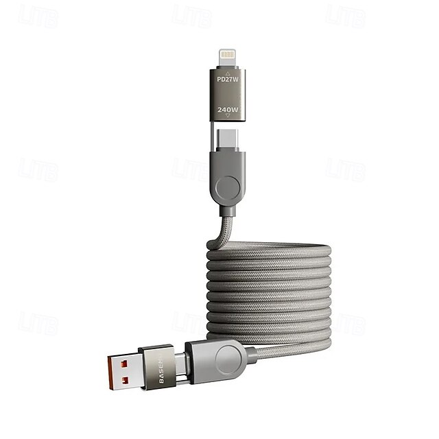  Câble USB-C Câble Lightning Câble de charge multiple 66W 1.2m USB A vers USB C USB C vers USB C Extension USB 5 A Câble de charge Charge rapide Nylon Tressé 3 en 1 4 en 1 Pour iPhone Accessoire de