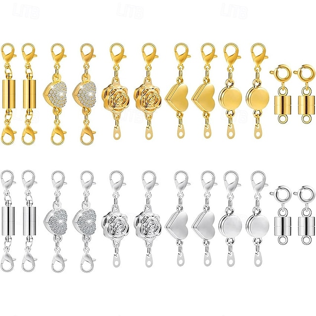  24 шт. магнитных застежек и замков для ожерелий 6 стилей, круглые, цилиндрические, трубчатые, магнитные застежки для ювелирных изделий, удлинители для магнитных застежек для браслетов и ювелирных