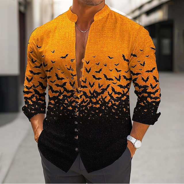  Halloween Pánské Netopýr Halloweenské kostýmy Košile Košile s límečkem Dlouhý rukáv Temný gotický styl Venkovní Dovolená Jaro Podzim Stojáčkový límec Kulatý límeček Tlačítko dolů Len jako košile Bíl