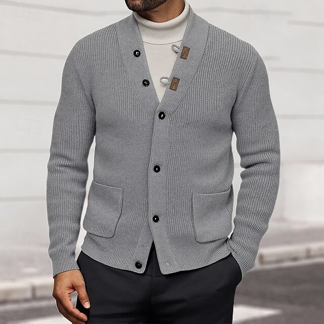  Herren Pullover Kleid Pullover Strickjacke Strickpullover Gerippt Stricken Normale Oberteile Gestrickt Gerippt Einfach V Ausschnitt Mode Schals Lässig Alltagskleidung Bekleidung Herbst Winter Schwarz