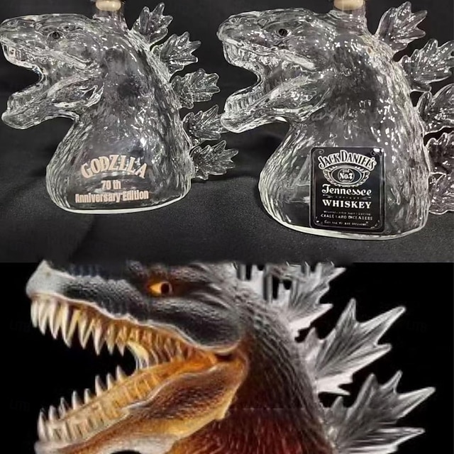  Statuie de artă, sticlă de decantor de whisky de 330 ml, statuie monstru dinozaur ambulant, decantor de whisky monstru dinozaur, pentru tată și iubit