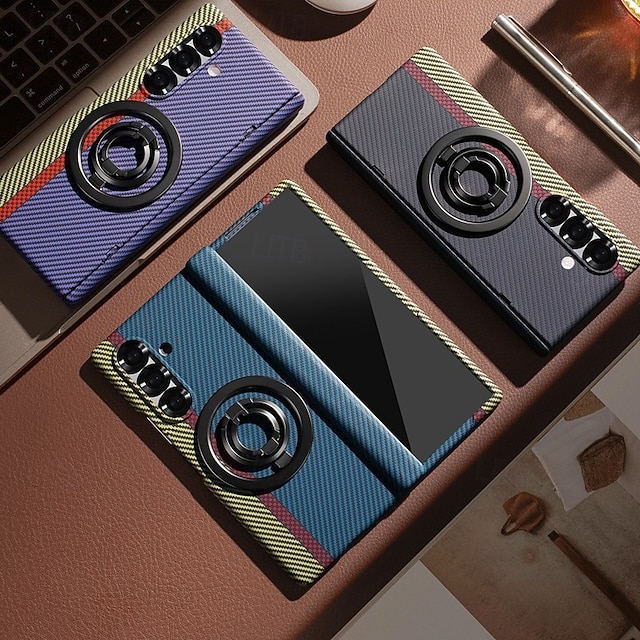  телефон Кейс для Назначение SSamsung Galaxy Z-образный сгиб 7 Z-сгиб 6 Z Fold 5 Z Fold 4 Кейс на заднюю панель и протектор экрана Откидная подножка Защита от удара Ретро ПК