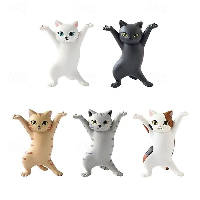 Portapenne a forma di gatto da 5 pezzi, simpatico portapenne a forma di gatto che si allunga, portacancelleria ornamentale da scrivania, decorazione creativa da scrivania a forma di gatto che si