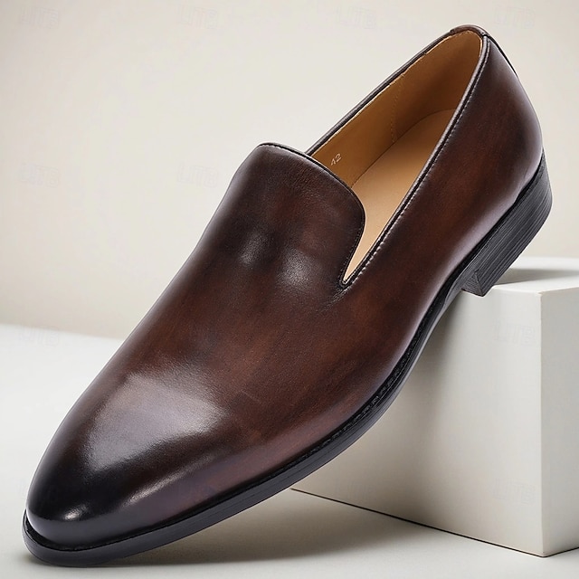  Brune slip-on-loafers i skinn for menn – komfortable, casual forretningssko til kontor, fester og hverdagsbruk