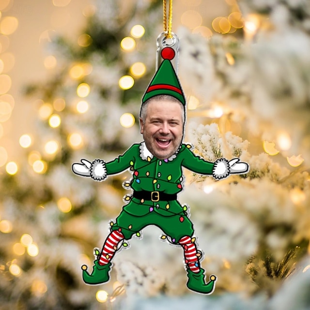  henkilökohtainen valokuva joulukoristeet hauska tonttuperhe mukautetut kasvot joulukuusenkoristeet joulukoristeet riippuva riipus lahjat