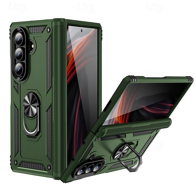  telefon Carcasă Pro Samsung Galaxy Z-sklad 7 Z Fold 6 Z Fold 4 Zadní kryt Magnetické Stojánek Prstencová spona Brnění TPU PC