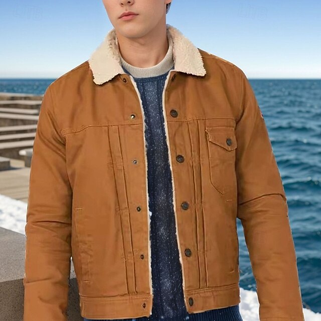  Per uomo Giacca Invernale Giacca in Pile Giacca Cargo Giacca Casual Vacanza Quotidiano Calore Termico Tasca Pile Autunno Inverno Semplice Moda Streetwear Bavero Regolare Nero Cachi Grigio scuro Giacca