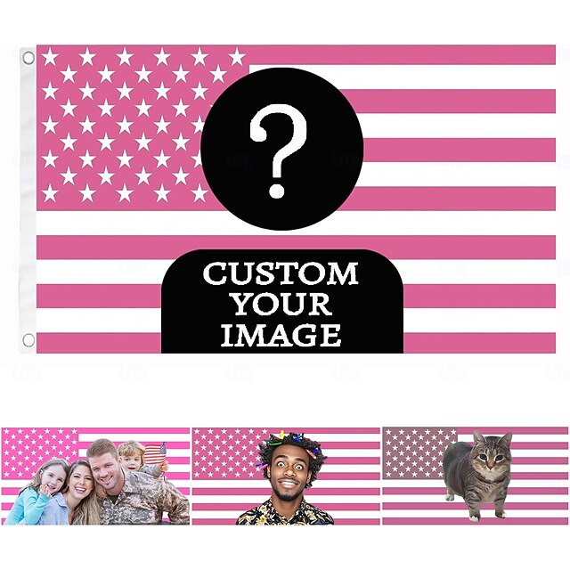 Custom Pink American US Flag 3x5 Ft Personalized Funny Flags Design Your Own Image Logo Photo Text Single/Double Sided Customized Flag Tapestry for Bedroom Room Dorm Concerts Outdoor Garden Decor 13