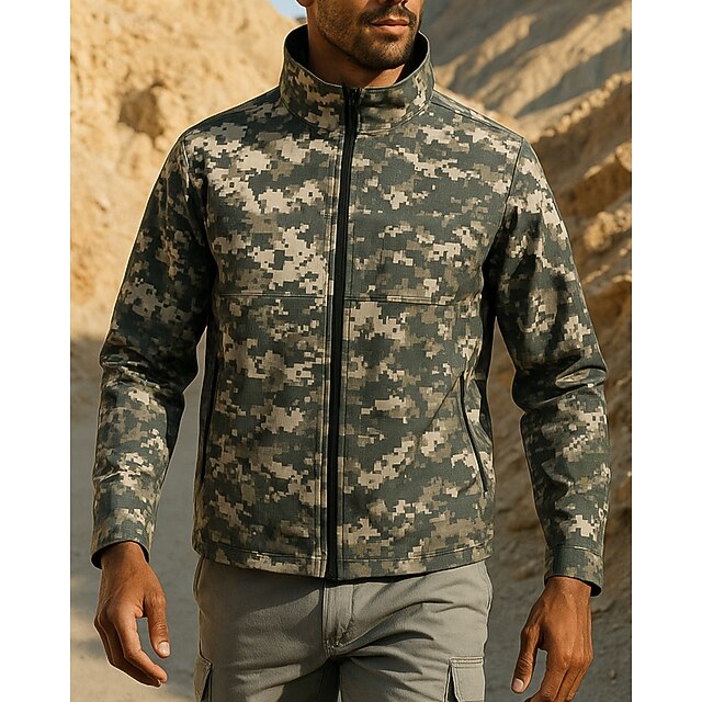 Men's Military Tactical Jacket Hiking Jacket Outdoor Waterproof Windproof Hiking Outfits Hiking Clothes Spring Autumn / Fall Jacket Hunting Climbing Running Camo Camouflage4