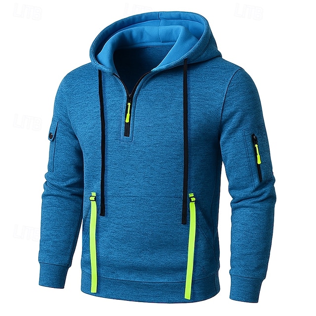  Per uomo Felpa con cappuccio Felpa con cappuccio e zip corta Felpa con cappuccio in pile Felpa con cappuccio tattica Nero Borgogna Blu marino Blu Grigio Con Cappuccio Semplice Cerniera Sport