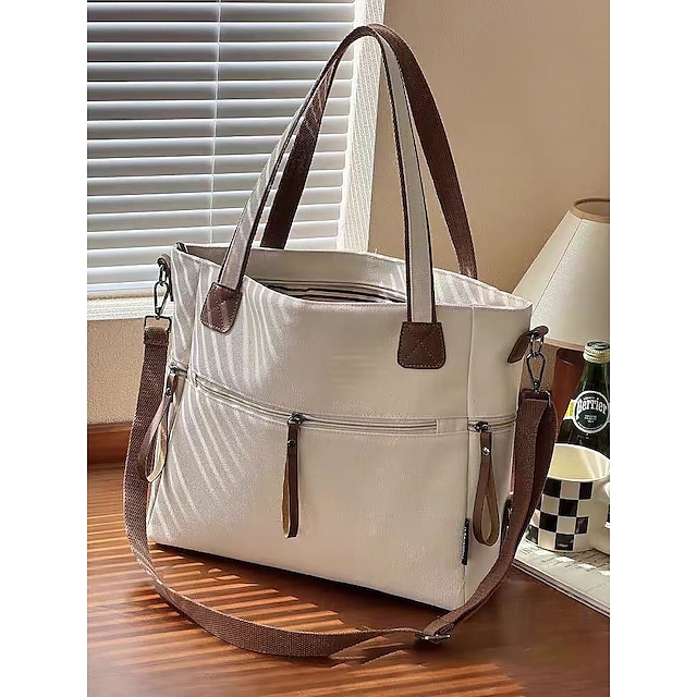  Grote canvas tas voor dames, casual stijl, ideaal voor dagelijks woon-werkverkeer en winkelen, perfect voor modebewuste dames