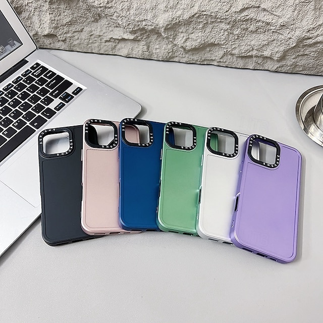  Phone Case For iPhone 16 15 14 Pro Max Plus 16e 13 Pro Max Back Cover Non-Yellowing Shockproof Retro Metal
