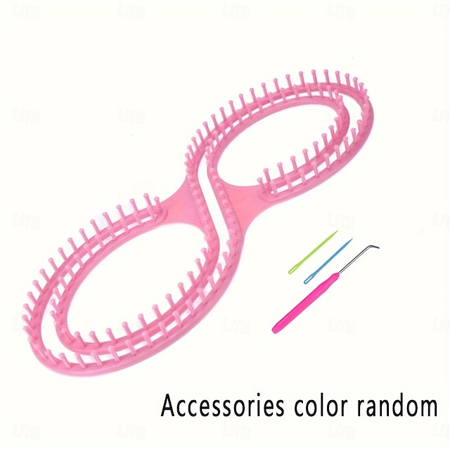  סט אחד של ערכת נול סריגה דלוקס - צור בקלות כובעים, צעיפים, צעיפים, סוודרים, גרביים ושמיכות יפהפיות - ערכת יצירה מחוט DIY עם ווים, זמינה בצבעים ורוד וכחול