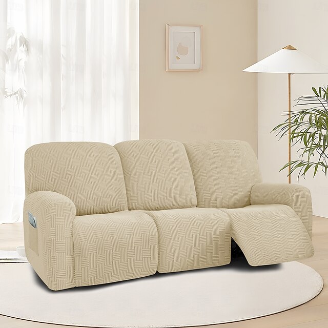  Sofá reclinável de 3 lugares com design de malha 5x5 - sofá de estar para três pessoas com encosto baixo e estilo moderno
