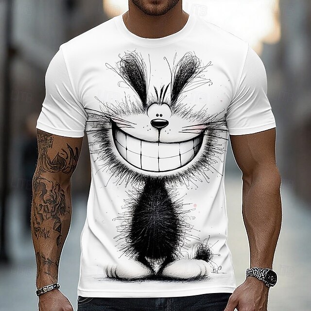 Men's Animal Funny T Shirt Short Sleeve T shirt 3D Print Crew Neck Shirt Exaggerated Designer Party Holiday White Summer Spring Clothing Apparel S M L XL XXL XXXL4