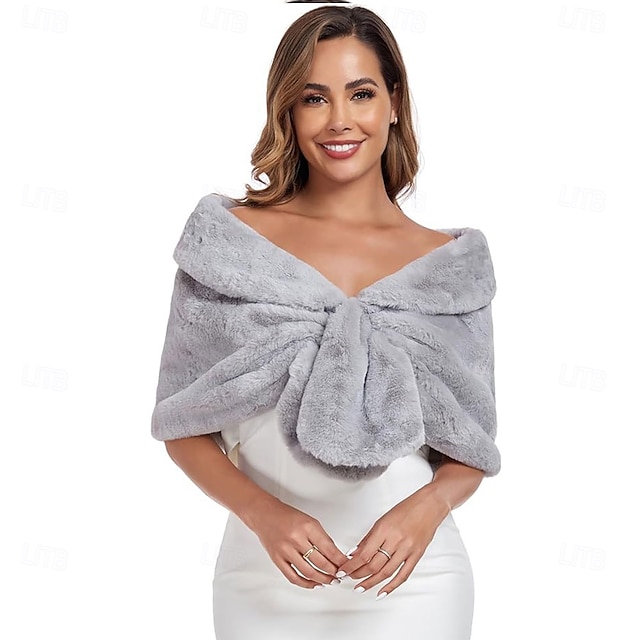  Kunstfell-Schal, Wickelstola, Shrug, Winter, Braut, Hochzeit, Schal, Wickeltuch, Abendparty, Cover-up für Frauen