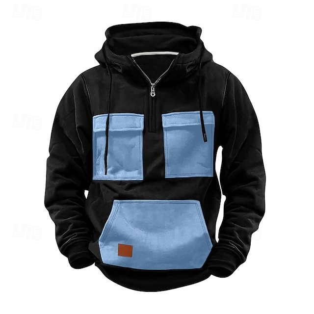  Per uomo Felpa con cappuccio Felpa con cappuccio e zip corta Felpa con cappuccio tattica Rosso Blu Viola Verde Cachi Con Cappuccio Semplice Cerniera Blocco di colore Sport & Outdoor Casuale Quotidiano