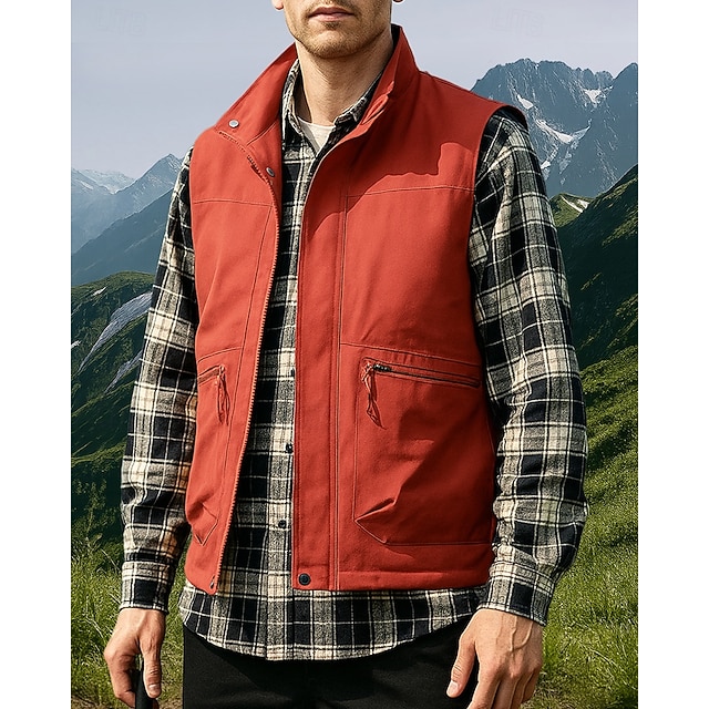  Herren Anglerweste Cargo-Weste Ärmellos Weste Außen Wasserdicht Winddicht Multi-Funktion Winter Reißverschluss Polyester Schwarz Armeegrün Orange Jagd Angeln Klettern