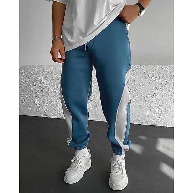  Pánské Tepláky Běžec Kalhoty Šňůrky Kapsy Elastický pas Barevné bloky Pohodlné Outdoorové sporty Denní Módní Na běžné nošení Černočervená Bílá  / modrá Lehce elastické