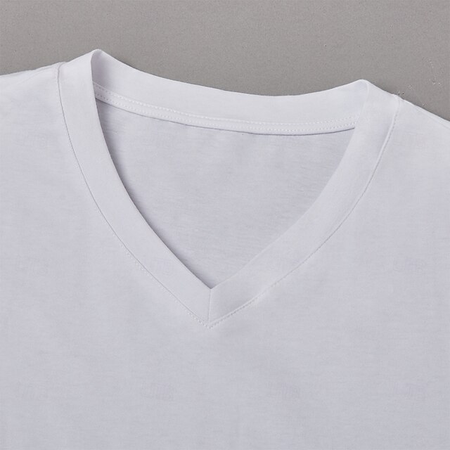 Men's Cotton Blend T-Shirt Short Sleeve Short Sleeves V Neck Summer All ...