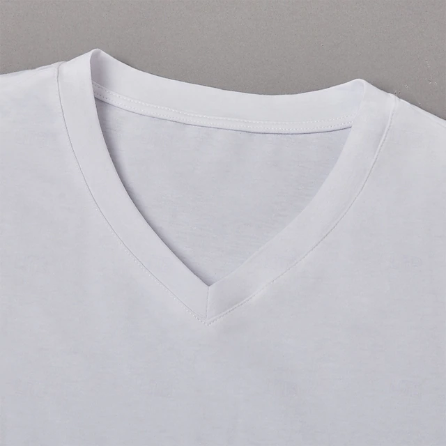 Men's Cotton Blend T-Shirt Short Sleeve Short Sleeves V Neck Summer All ...