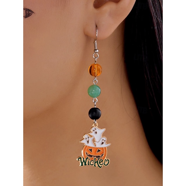 Halloween Creolen Mit Kürbis & Geist - Süße Huggie Ohrringe Für Frauen Im Halloween Style