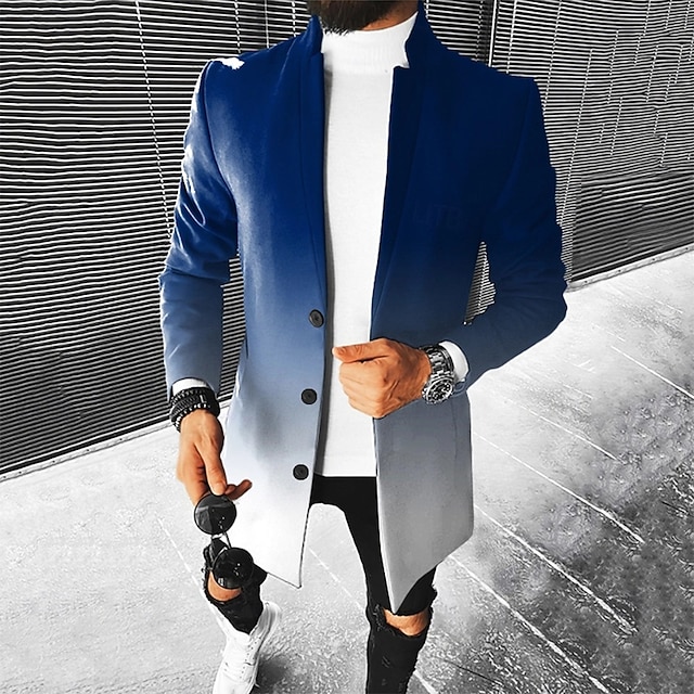  גברים Ombre גיאומטרי אַדֶרֶת מעיל יום יומי עֵסֶק קזו'אל יומי הדפסת תלת מימד כפתורים כיס קדמי אביב סתיו חורף פתוח שרוול ארוך פול חום