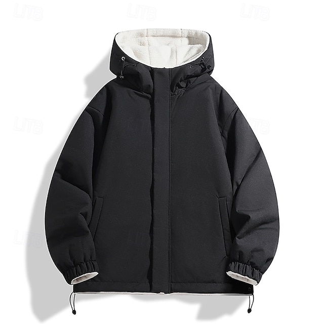  Homens Casaco de lã Jaqueta casual Ao ar livre Férias Quente Zíper Bolsos Outono Inverno Tecido Moda Roupa de rua Colarinho Clerical Padrão Cinzento Verde Preto Tinta Azul Roxo Café Casaco
