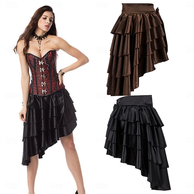  Retró Punk és gótika Steampunk Szoknya Gót lány Fodros Jelmez Női Fantasy Steampunk Álarcos mulatság Alkalmi / Napi Felnőttek Szoknya Minden évszak