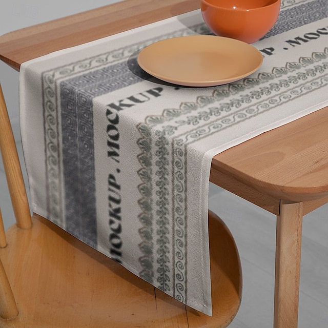  1Pc Chemin de table rectangulaire imprimé numériquement – Drapeau de table simple et élégant pour table à manger banquet mariage et décoration intérieure