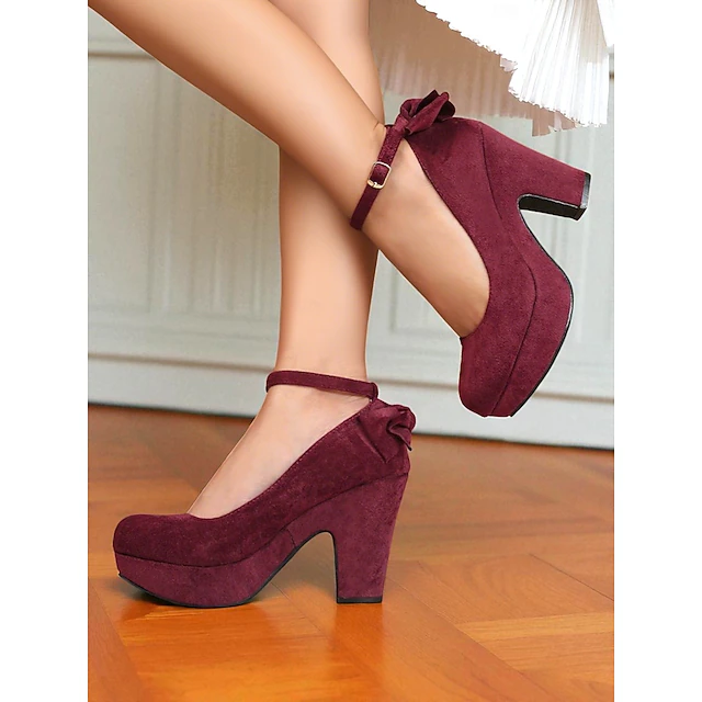 Women #39 s Burgundy Platform Mary Jane Heels with Bow 1950s Retro Chic Women #39 s Burgundy Platform Mary Jane Heels with Bow 1950s Retro Chic