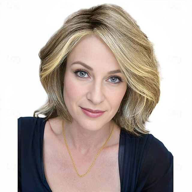 Synthetic Wig Curly With Bangs Machine Made Wig Short Blonde Synthetic Hair Women Soft Fashion Easy to Carry Blonde4