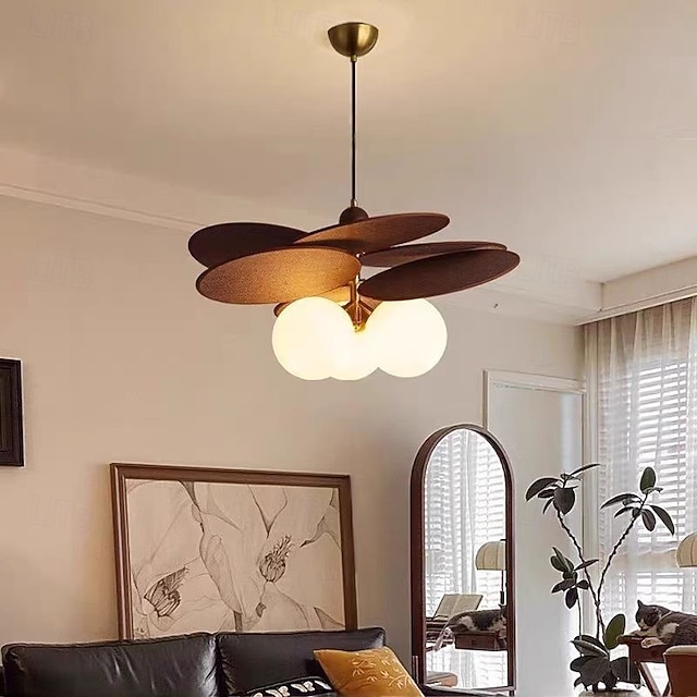  Lampadario a sospensione a LED, lampadario in rattan, lampadario moderno in oro, lampadario a sospensione vintage, lampadario a sfera con montaggio a filo sul soffitto, 110-240 V, 110-265 V